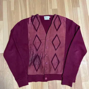 60s~70s USA 스웨이드 절개 Orlon Acrylic 와인 레드