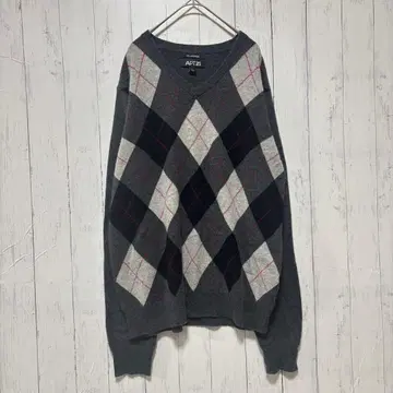 [ 극상의 촉감 ] APT.9 캐시미어 100% 아가일 스웨터 L 미국