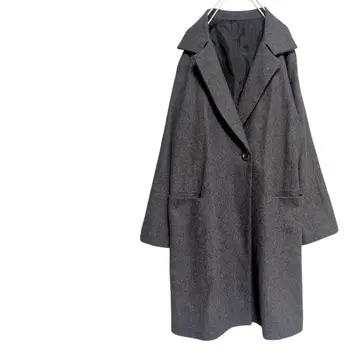 체스터 코트 얇은 소재 롱 코트 넉넉한 그레이 오버 사이즈 K-패션