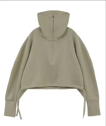 CLANE 카키 하프 지퍼 크롭 맨투맨