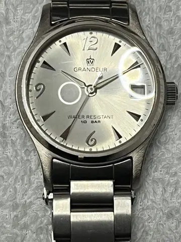 GRANDEUR 실버 방수 시계 10 BAR