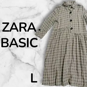 [택 포함 새상품] ZARA BASIC 체크 롱 원피스 L