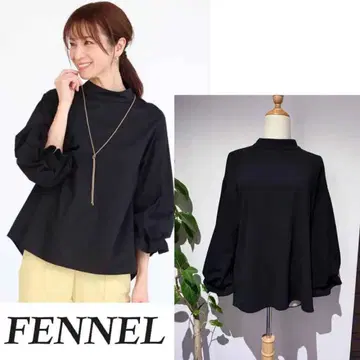 FENNEL 블랙 긴팔 상의 하이넥