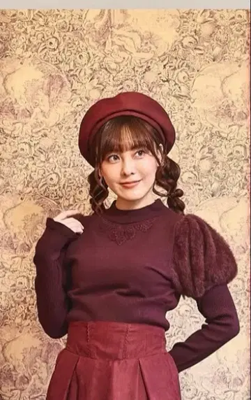 시마무라 x 쿠루미 씨 콜라보 노엘 드 메모와르 소매 페더 니트