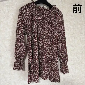 쿠미쿄쿠 꽃무늬 빨간색 긴팔 블라우스 새상품급