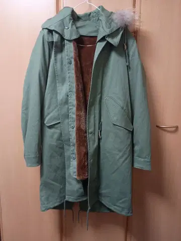 [컨디션 최상] HARE 모즈 코트 후드 퍼 S 사이즈 카키 라쿤