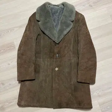 브라운 가죽 퍼 포함 무스탕 코트 XL