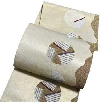 A 200 미착용 후쿠로 오비 육통 패턴 금은사박 순수 실크 기모노