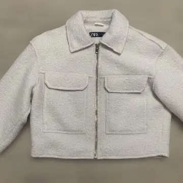 ZARA 버클 크롭 자켓 블루종 화이트