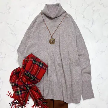 부드러운 새상품급 CHAOS 카오스 터틀넥 니트 캐시미어 울