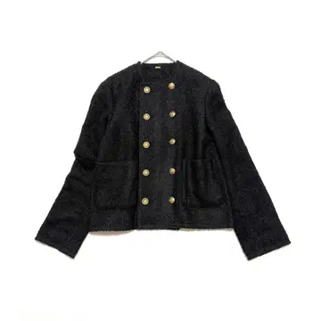 새상품급 미라 오웬 컴팩트 더블 트위드 자켓 골드 버튼 블랙