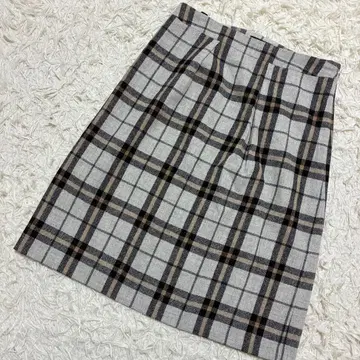 Reflect 타이트 스커트 체크 무늬 월드 모 헤어 미디 기장 클래시컬