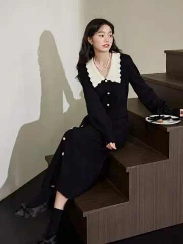 KUOSE 블랙 니트 원피스 S 프리미엄 니트 드레스