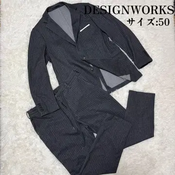 DESIGNWORKS 스트라이프 비즈니스 정장 셋업 사이즈 50