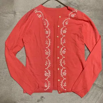 [ PER SPOOK ] 가디건 살몬 핑크 자수 긴팔