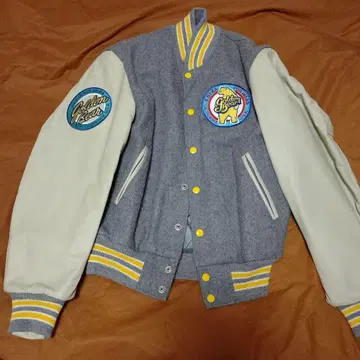 Golden Bear 바시티 자켓 S 사이즈 그레이/크림 삼면 자수