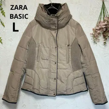 ZARA BASIC 다운 자켓 퍼 포함 베이지 아우터 두꺼운 다운