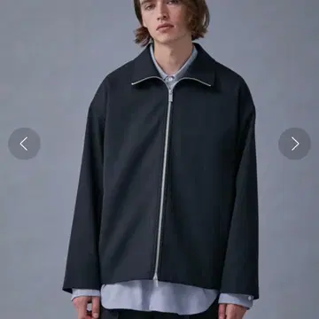 PUBLIC TOKYO 함침 울 개버딘 더블 지퍼 블루종