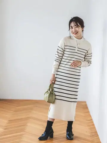 COHINA 스키퍼 보더 니트 원피스