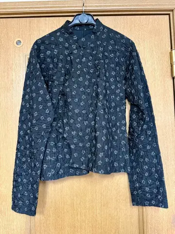 요건 레일 노카라 실크 자켓 블랙