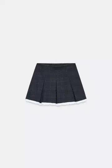 ZARA 체크 무늬 박스 플리츠 스코트