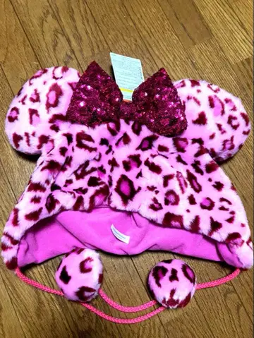 디즈니 레오파드 무늬 팬캡 핑크