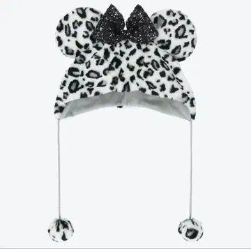 디즈니 레오파드 무늬 팬캡 모자 미니 새상품 화이트 블랙 레오파드 무늬
