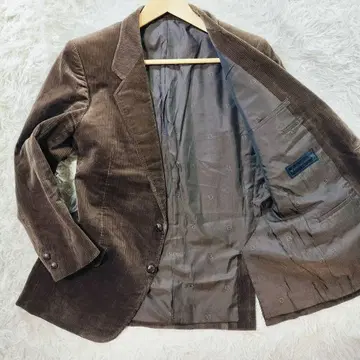 루치아노 바르베라 코듀로이 테일러드 브라운 로고 안감 굵은 폭