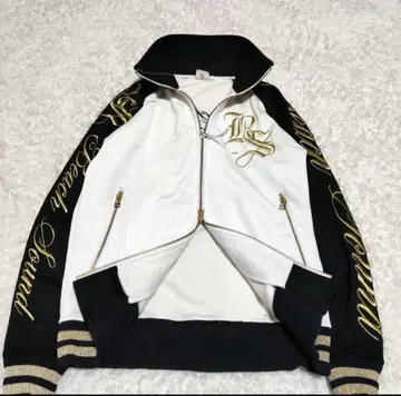 00s 시크 스타일 영문 트랙 자켓 y2k 블랙 화이트 S