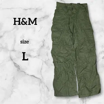 H&M 카고 팬츠 올리브 그린 L 여성용 카키 워크 팬츠