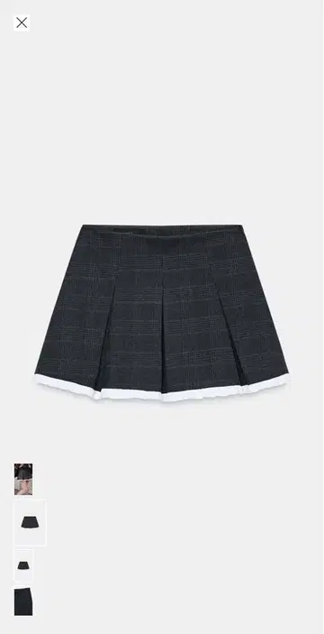 체크 무늬 박스 플리츠 스코트 ZARA