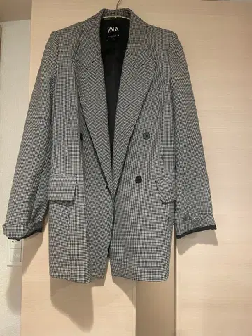 ZARA 더블 브레스트 체크 자켓