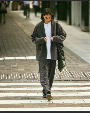 그레이 테일러드 자켓 팬츠 세트 M 사이즈