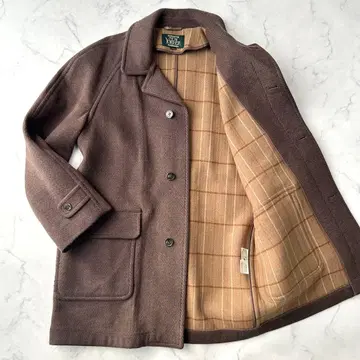 새상품급 뉴요커 헤링본 멜톤 울 트위드 스텐카라 코트