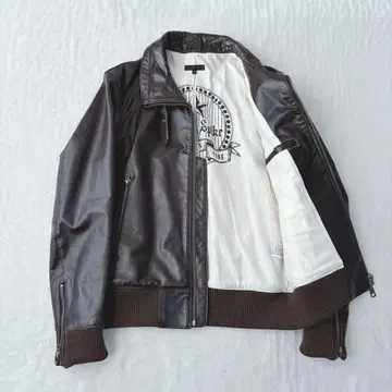 [ 새상품급 ] 준맨 가죽 자켓 소가죽 카우 가죽 브라운 라이더스