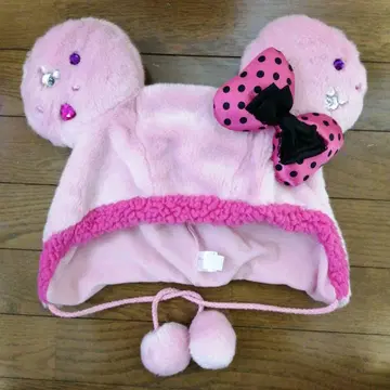 디즈니 리조트 미니 팬캡 도트 리본 단종품 복슬복슬