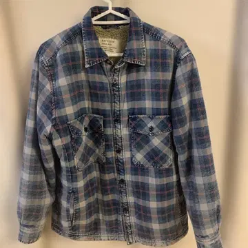 BAYFLOW 체크 무늬 긴팔 셔츠 플리스 자켓