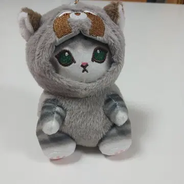 고양이 후드 부착 봉제 인형 키링 포함