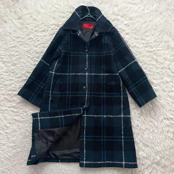 Yorkland 체크 A라인 롱 스탠드 카라 코트