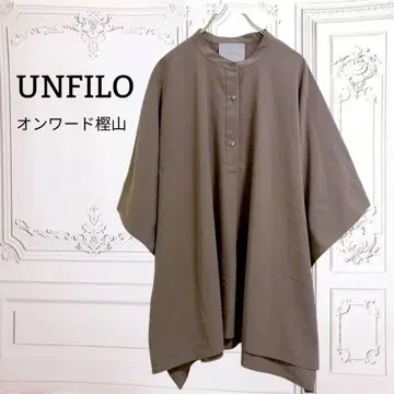 온워드 [안필로] 블라우스 밴드 카라 [F] 브라운 스트레치