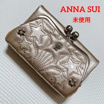 미사용 ANNA SUI 안나수이 가죽 가마구치 접이식 지갑 루시 골드