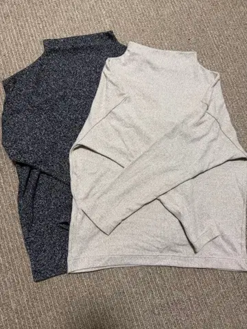 UNIQLO 긴팔 상의 2장 세트 S 그레이 베이지