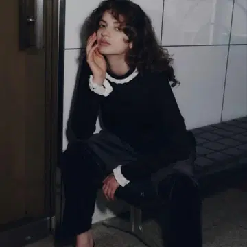 새상품, OHGA BICOLOR FRILL KNIT 프릴 니트