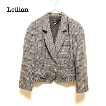 레리안 자켓 숏 기장 브라운 글렌체크 골드 버튼 프랑스제