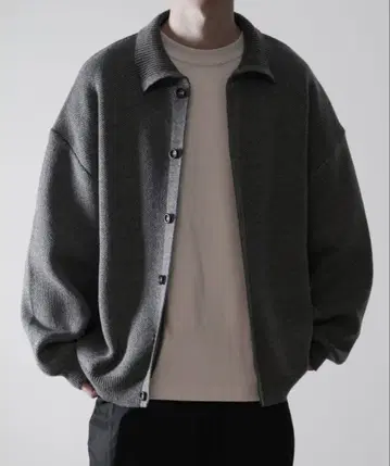 [ 당일 발송 ] RUUBON 멜란지 니트 컬러 가디건 다크 그레이