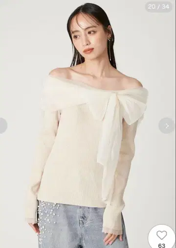 FRAY.I.D 3way 리본 오프숄더 니트 풀오버