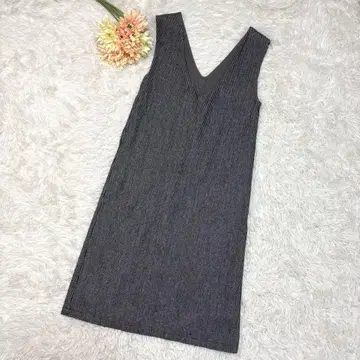 PUAL CE CIN 체크 무늬 V넥 오버롤 스커트 롱 원피스