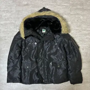 00s y2k 짧은 기장 퍼 충전솜 아우터 블랙 밀리터리