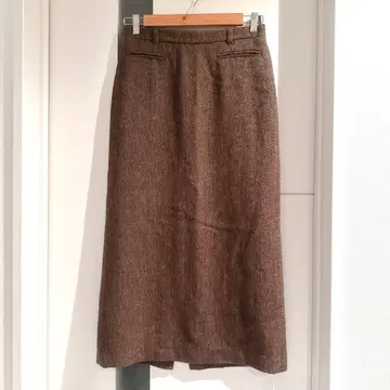 COMME CA DU MODE 울 실크 헤링본 롱 스커트