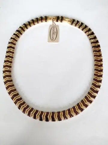 택 포함 새상품 D'ORLAN 목걸이 골드 x 보르도 초커